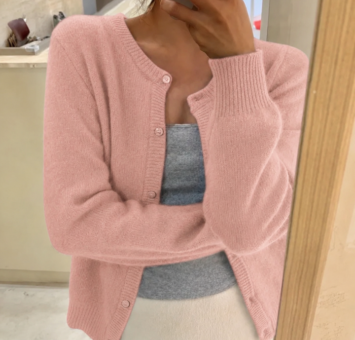 Damen Cardigan aus feinem Knit zum Kombinieren in Hellrosa