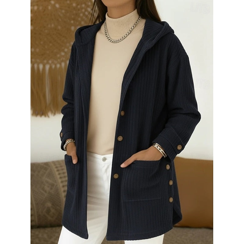 Damen Cardigan mit Kapuze für Herbst in Marineblau