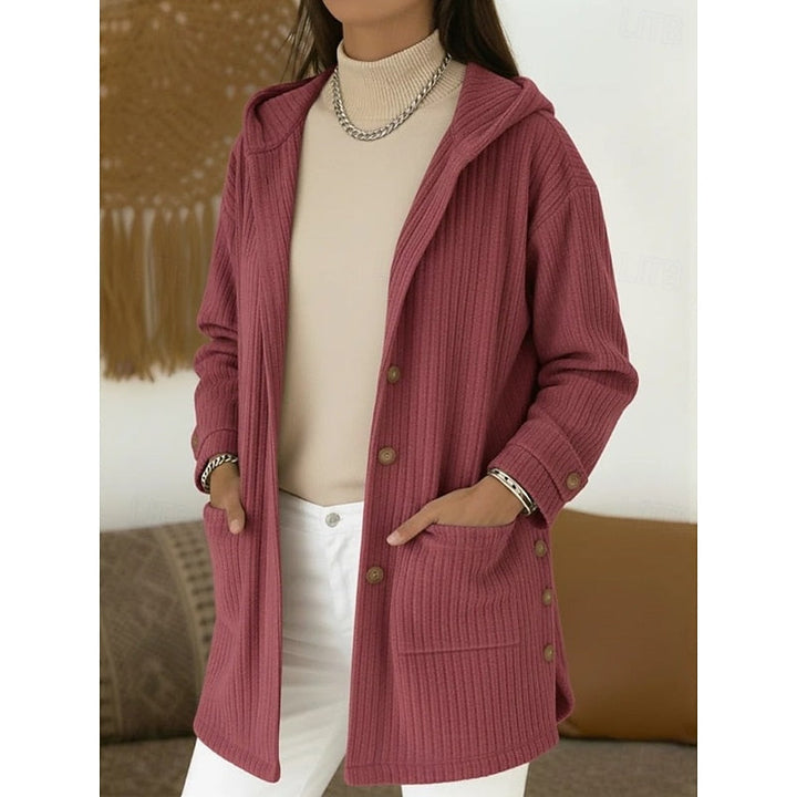 Damen Cardigan mit Kapuze für Herbst in Rosa