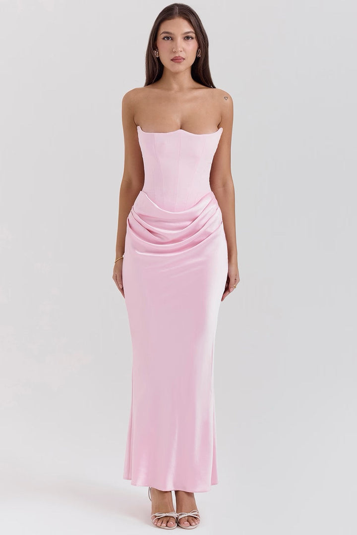 Damen Cocktailkleid im eleganten Retro-Stil in Babyrosa