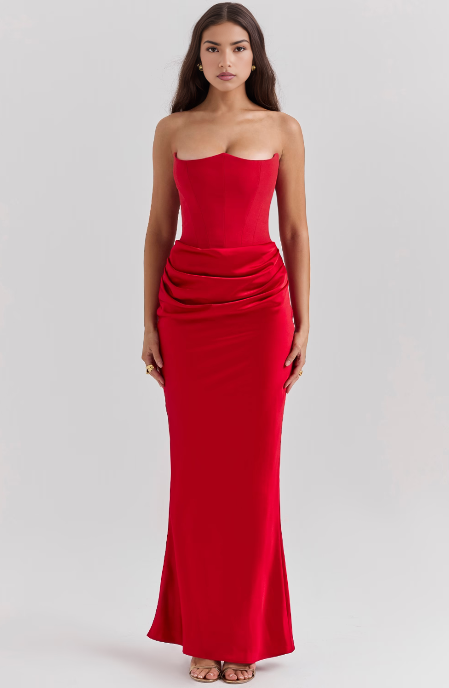 Damen Cocktailkleid im eleganten Retro-Stil in Rot