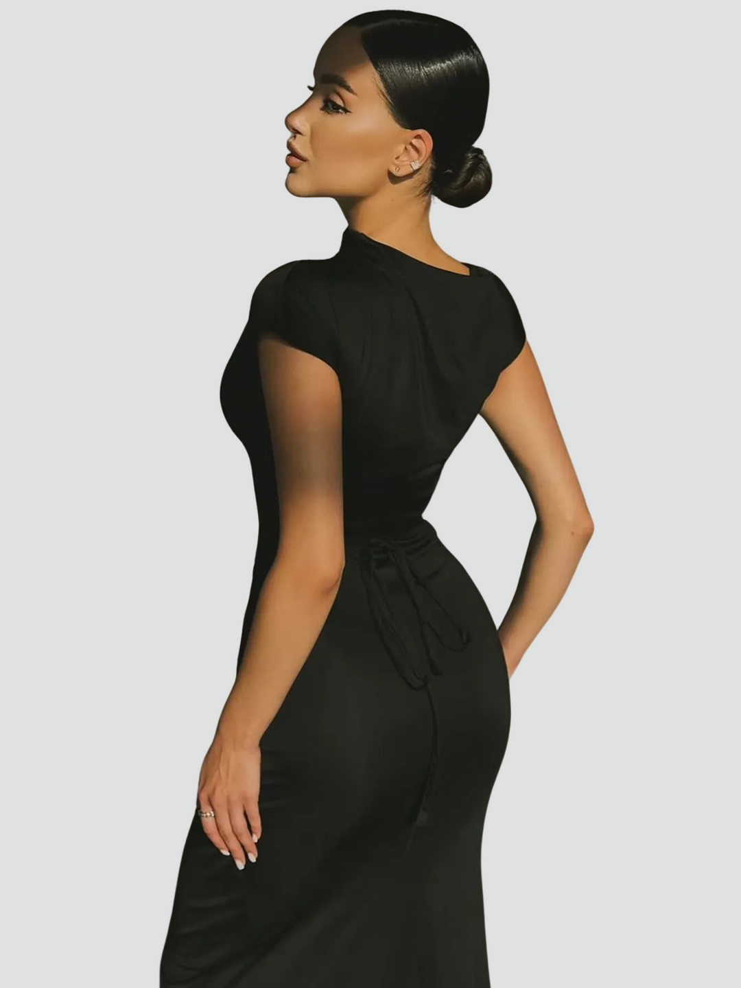 Damen Cocktailkleid Maxi Kurzarm mit Plissees (11)
