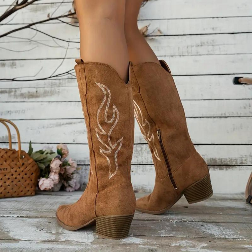 Damen Cowboy Lederstiefel im Retro-Stil (2)