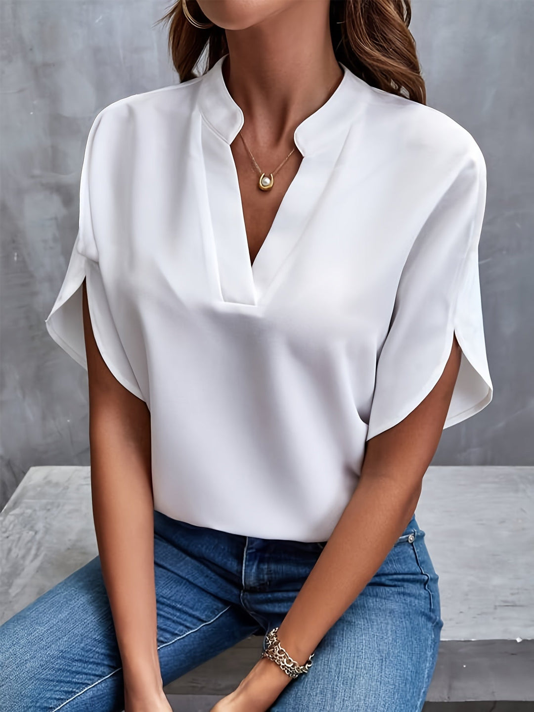Damen elegante Bluse, atmungsaktiv für Sommer (3)