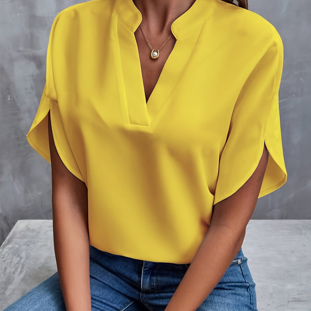 Damen elegante Bluse, atmungsaktiv für Sommer in Gelb