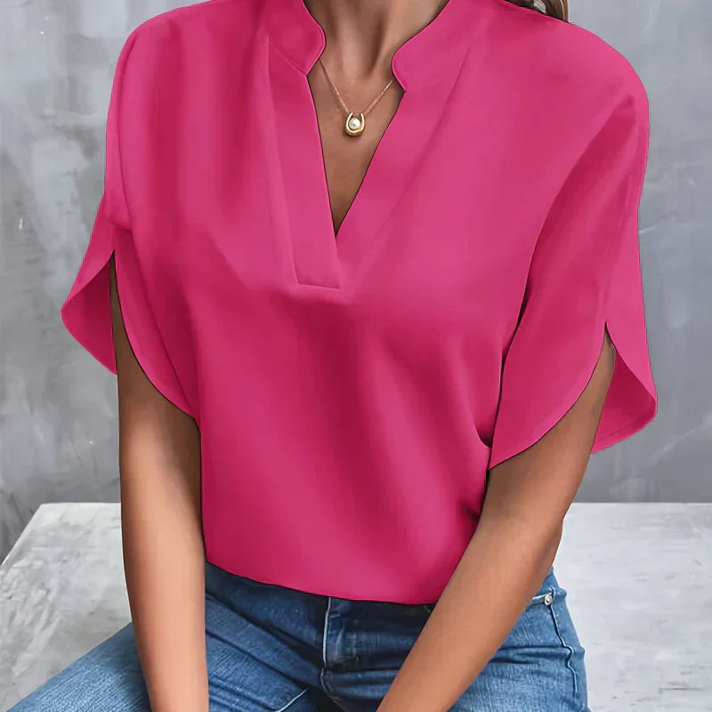 Damen elegante Bluse, atmungsaktiv für Sommer in Rosa