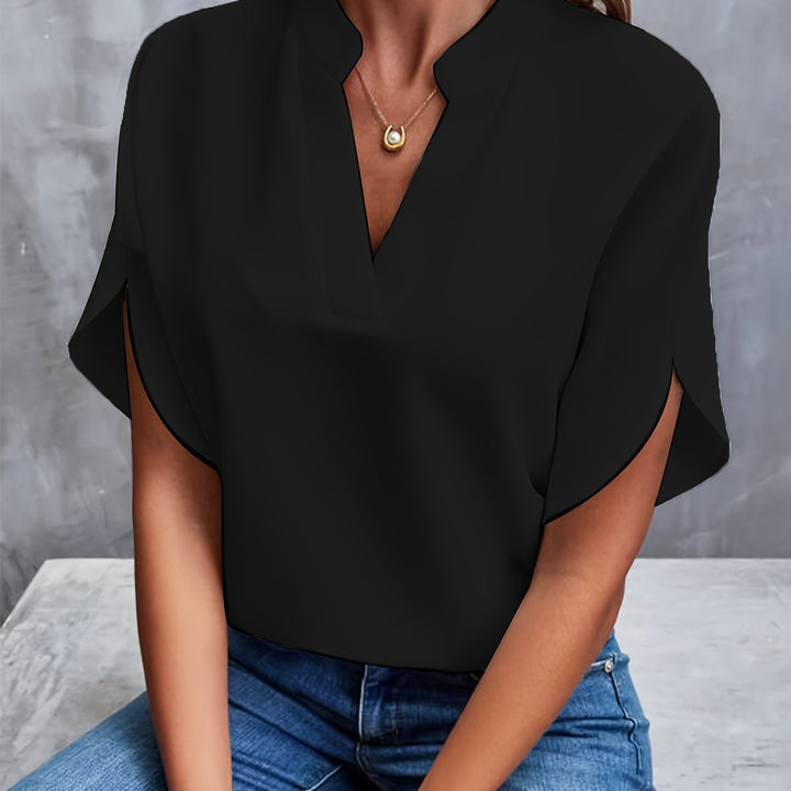 Damen elegante Bluse, atmungsaktiv für Sommer in Schwarz