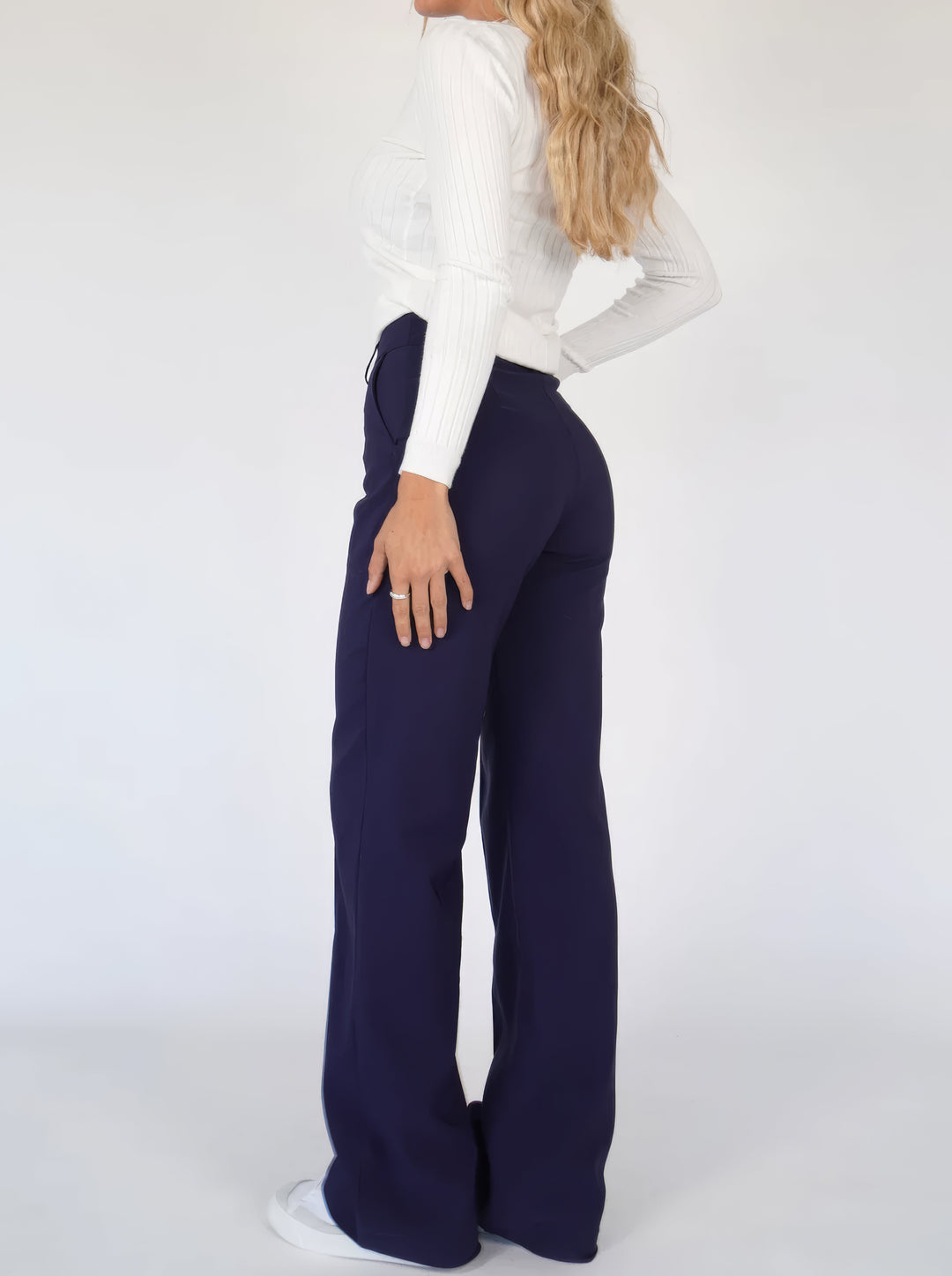 Damen Elegante Hose mit Hochbund in Blau 2