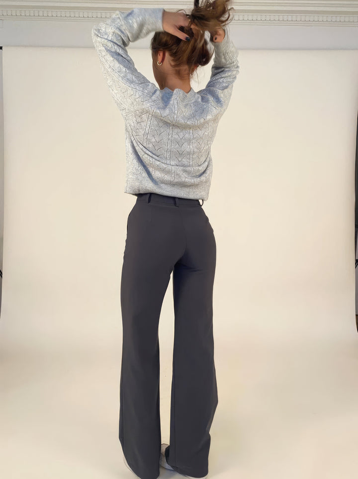 Damen Elegante Hose mit Hochbund in Grau 2