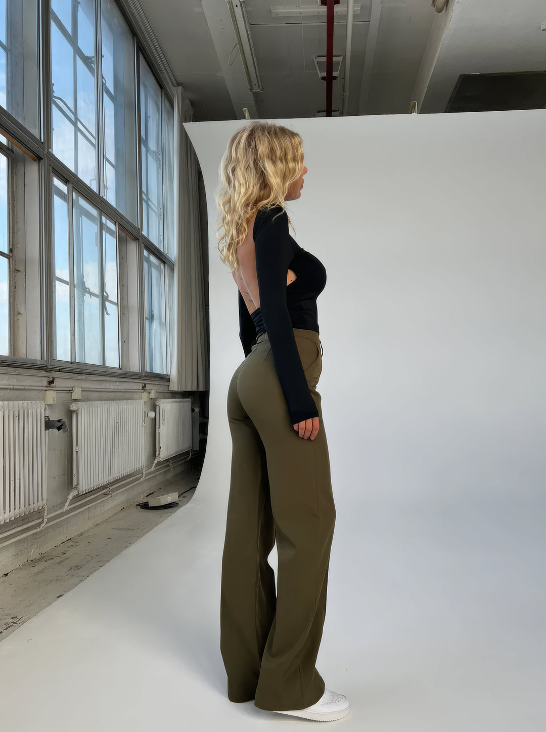Damen Elegante Hose mit Hochbund in Grün 1