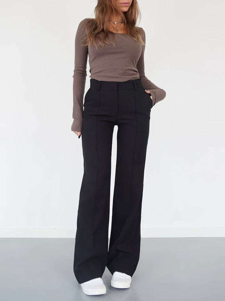 Damen Elegante Hose mit Hochbund in Schwarz