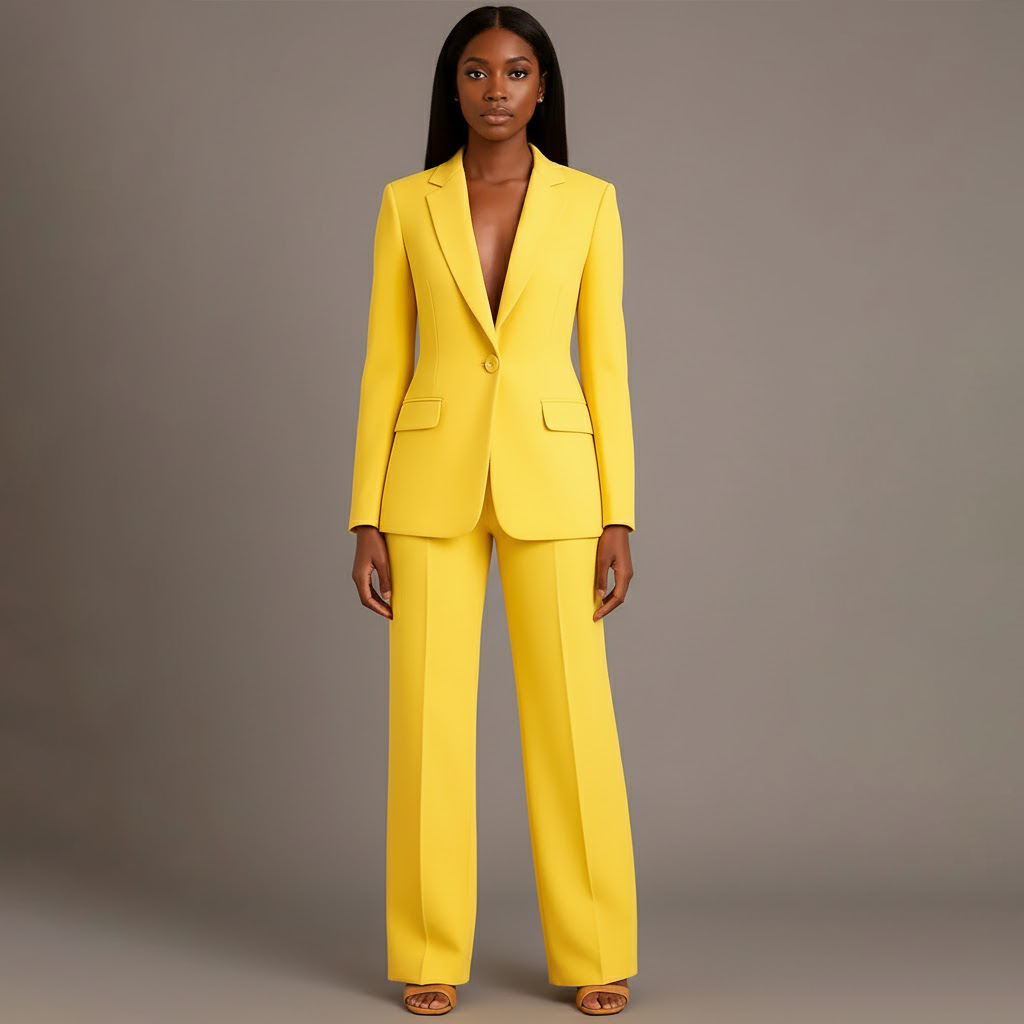 Damen Elegante Jacke für Alltag und Beruf in Gelb 1