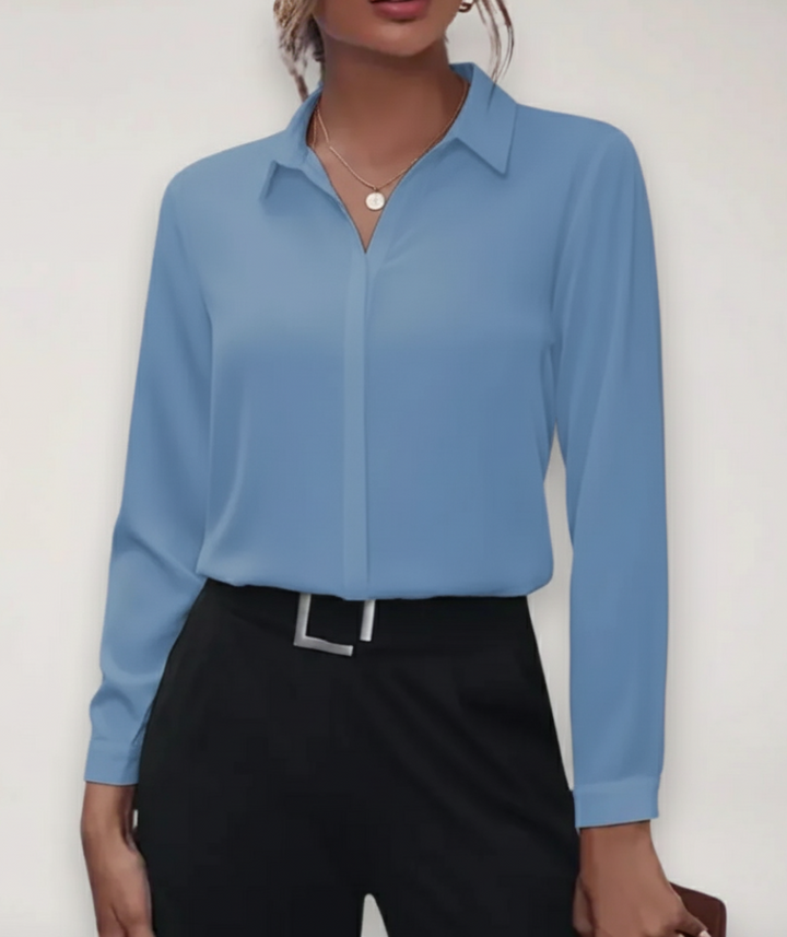 Damen Elegante Klassische Bluse Für Arbeit in Hellblau