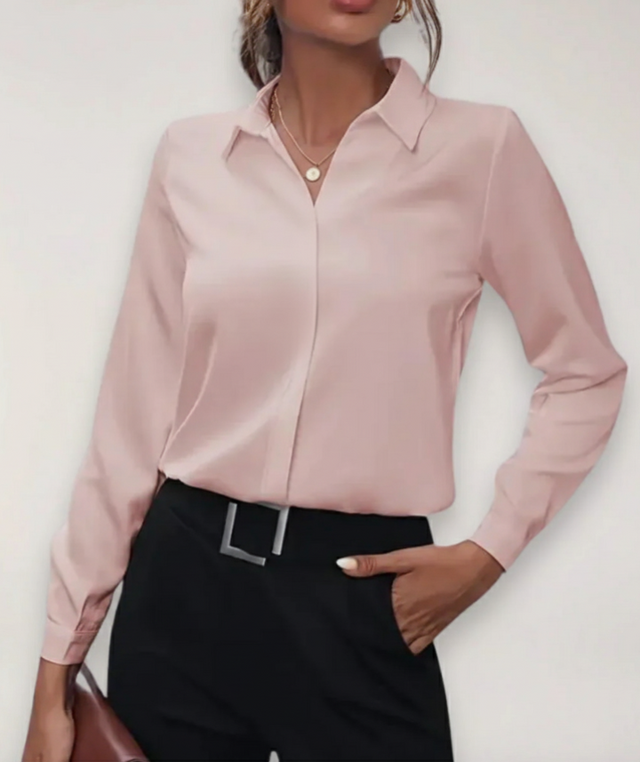 Damen Elegante Klassische Bluse Für Arbeit in Rosa