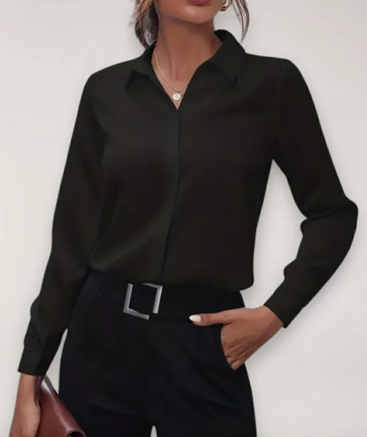 Damen Elegante Klassische Bluse Für Arbeit in Schwarz
