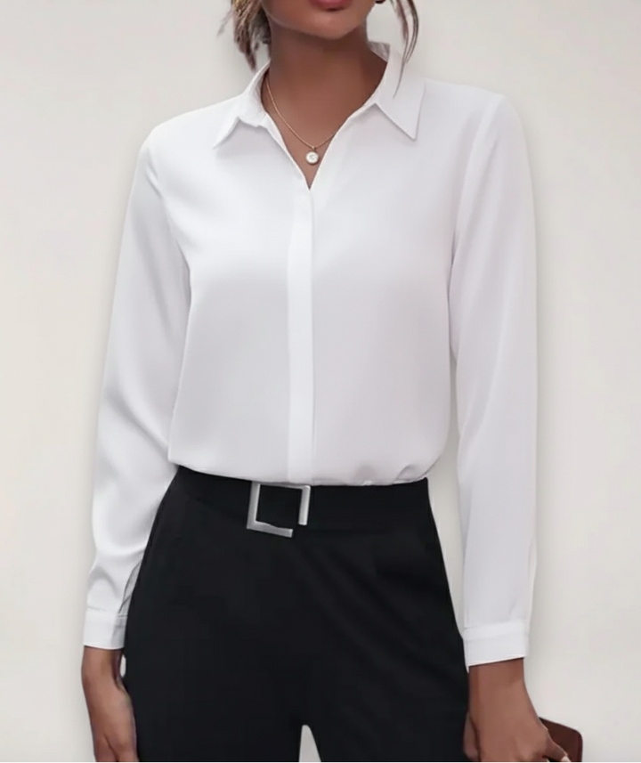 Damen Elegante Klassische Bluse Für Arbeit in Weiß