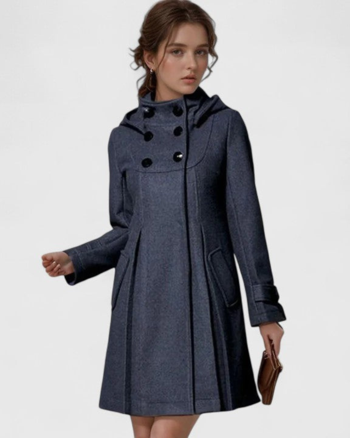 Damen elegante lange Übergangsjacke für Herbst in Dunkelgrau
