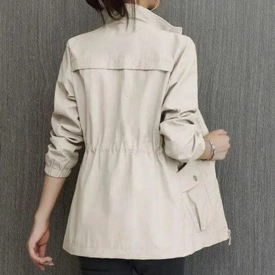 Damen Elegante Leichte Vielseitige Wasserabweisende Jacke in Beige