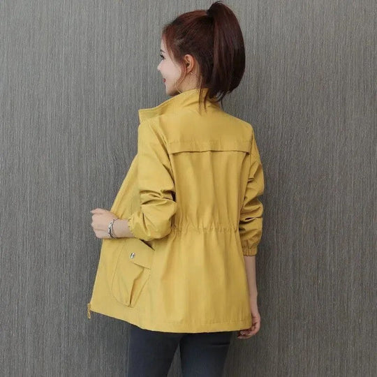 Damen Elegante Leichte Vielseitige Wasserabweisende Jacke in Gelb