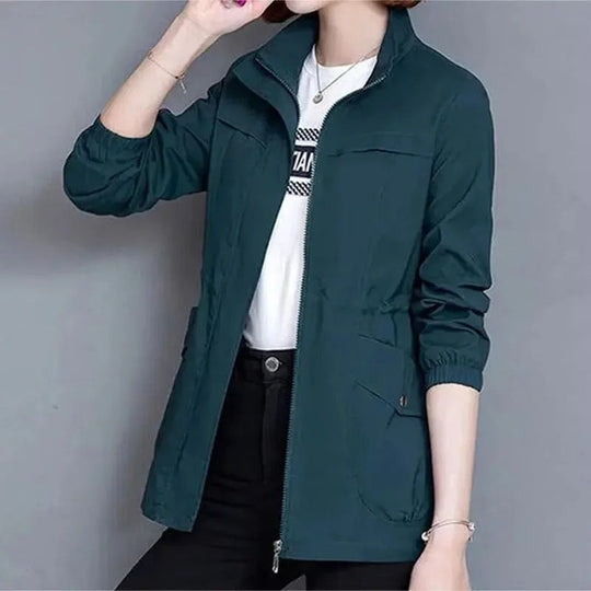 Damen Elegante Leichte Vielseitige Wasserabweisende Jacke in Khaki 2