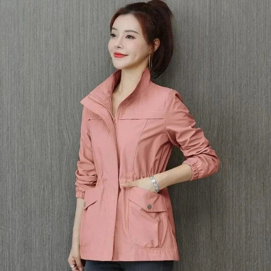 Damen Elegante Leichte Vielseitige Wasserabweisende Jacke in Rosa