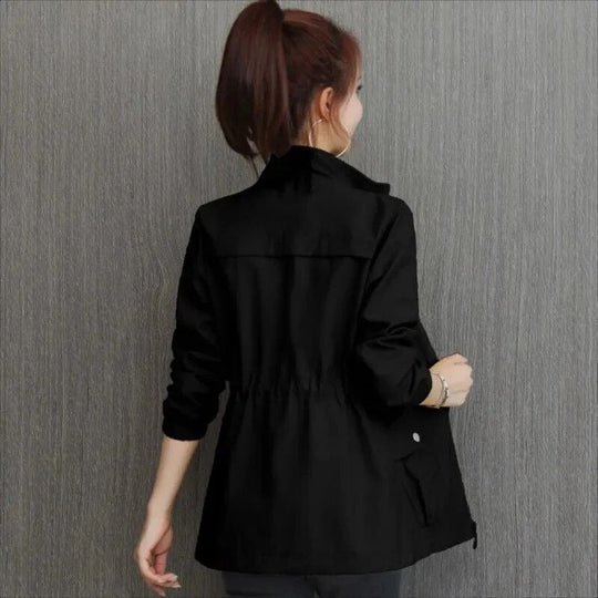 Damen Elegante Leichte Vielseitige Wasserabweisende Jacke in Schwarz