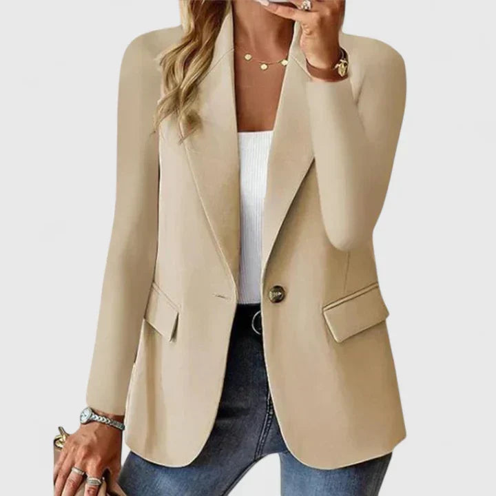 Damen Elegante Taillierte Jacke für Büro in Beige