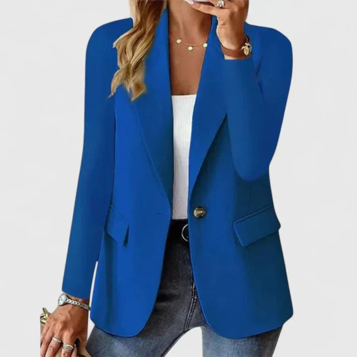 Damen Elegante Taillierte Jacke für Büro in Blau