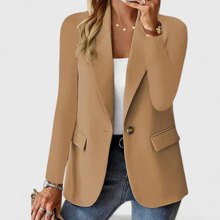 Damen Elegante Taillierte Jacke für Büro in Braun
