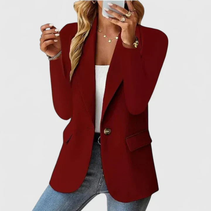 Damen Elegante Taillierte Jacke für Büro in Burgund