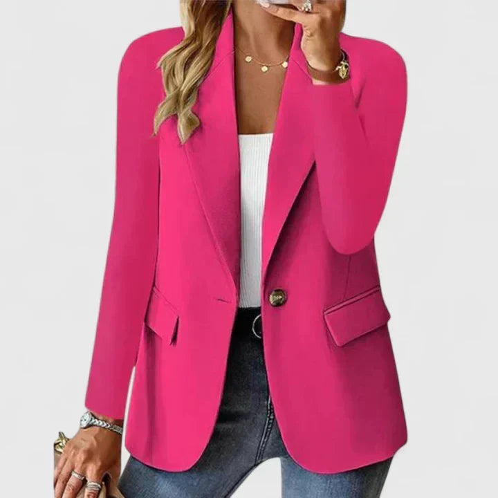 Damen Elegante Taillierte Jacke für Büro in Rosa