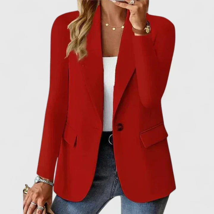 Damen Elegante Taillierte Jacke für Büro in Rot