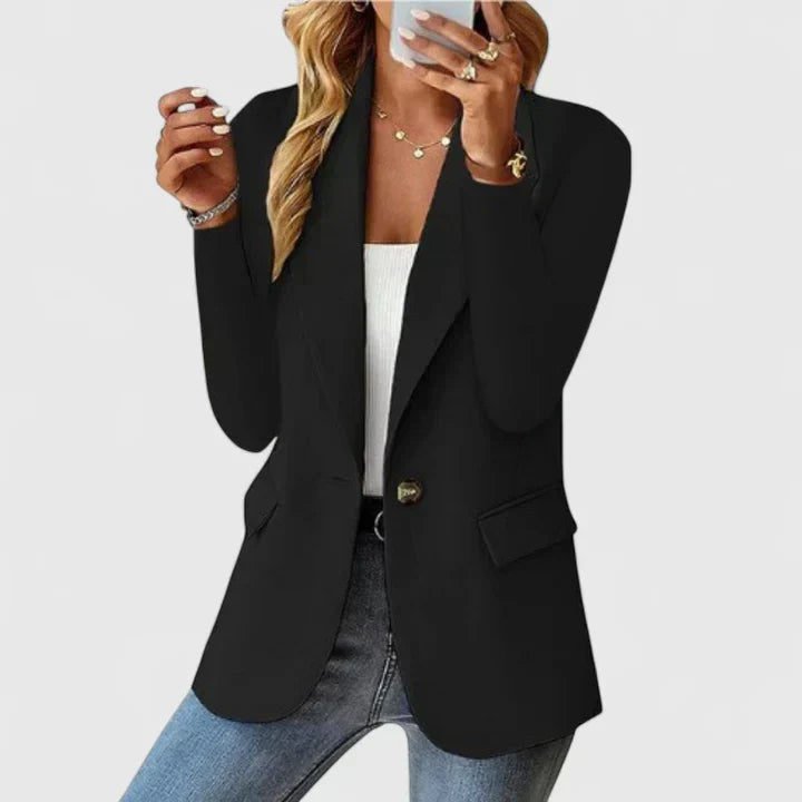 Damen Elegante Taillierte Jacke für Büro in Schwarz