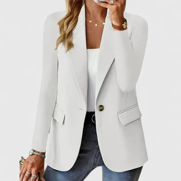 Damen Elegante Taillierte Jacke für Büro in Weiß