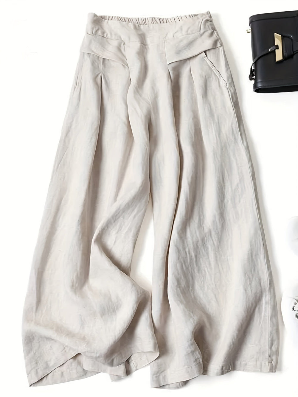 Damen Elegante Weitbeinhose Sommer in Beige