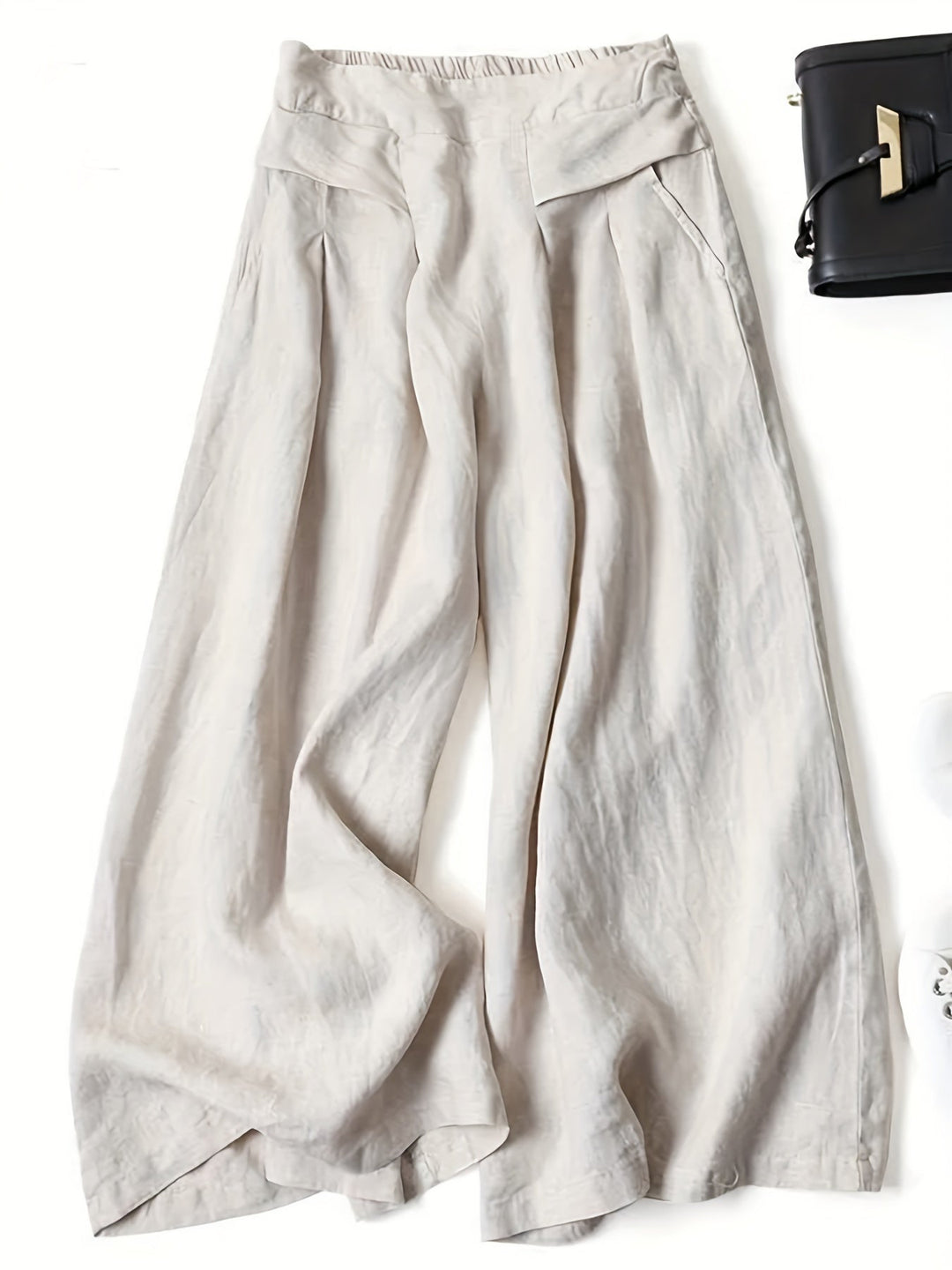 Damen Elegante Weitbeinhose Sommer in Beige