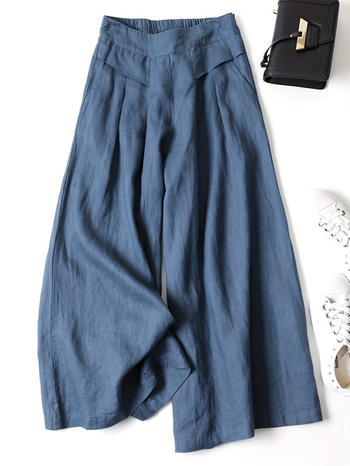 Damen Elegante Weitbeinhose Sommer in Blau
