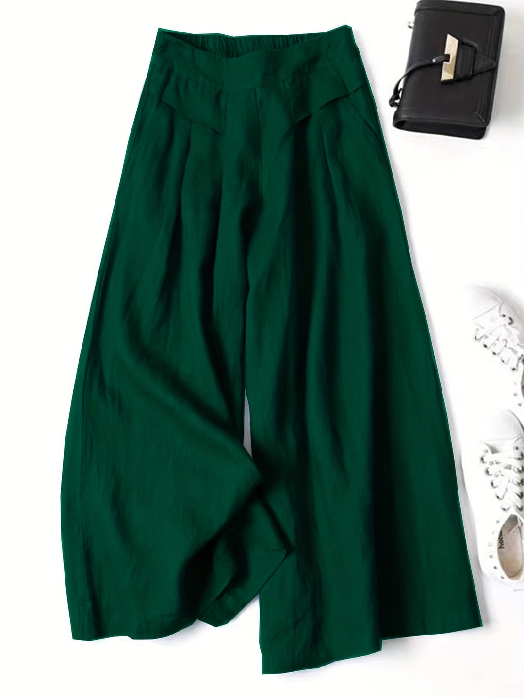 Damen Elegante Weitbeinhose Sommer in Grün