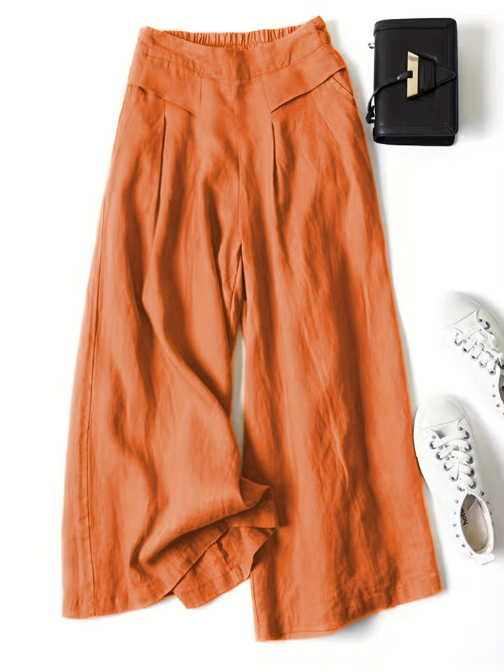 Damen Elegante Weitbeinhose Sommer in Orange