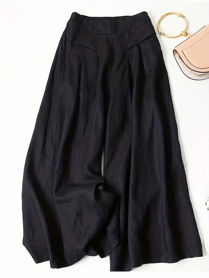 Damen Elegante Weitbeinhose Sommer in Schwarz