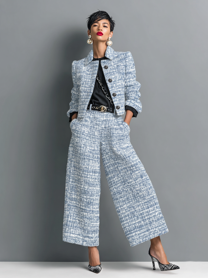 Damen eleganter Business Set Jacke Hose in Blau