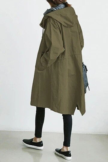 Damen eleganter langer Kapuzen-Trenchcoat (2)