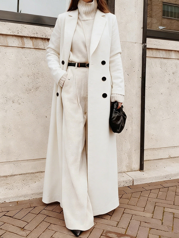 Damen eleganter Langmantel für Herbst in Weiß