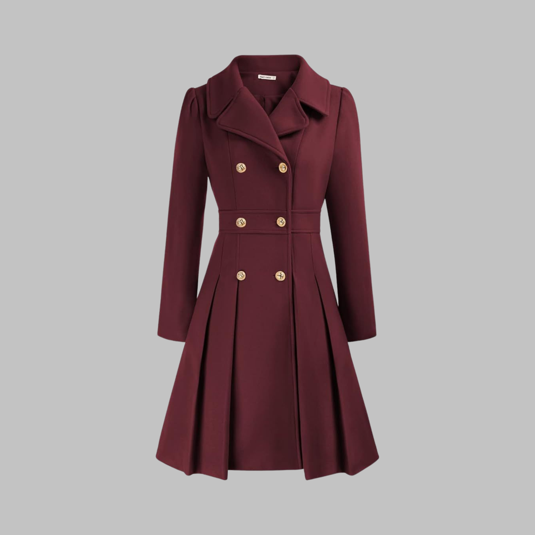 Damen Eleganter Trenchcoat im klassischen Stil in Bordeaux