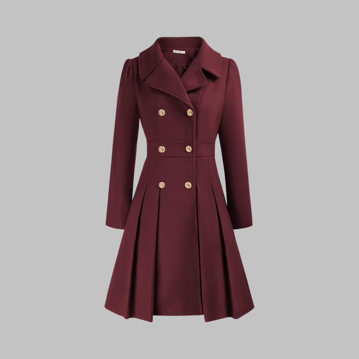 Damen Eleganter Trenchcoat im klassischen Stil in Bordeaux