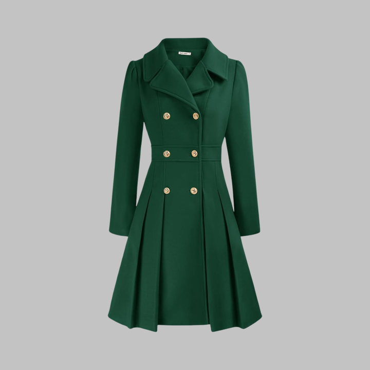 Damen Eleganter Trenchcoat im klassischen Stil in Dunkelgrün