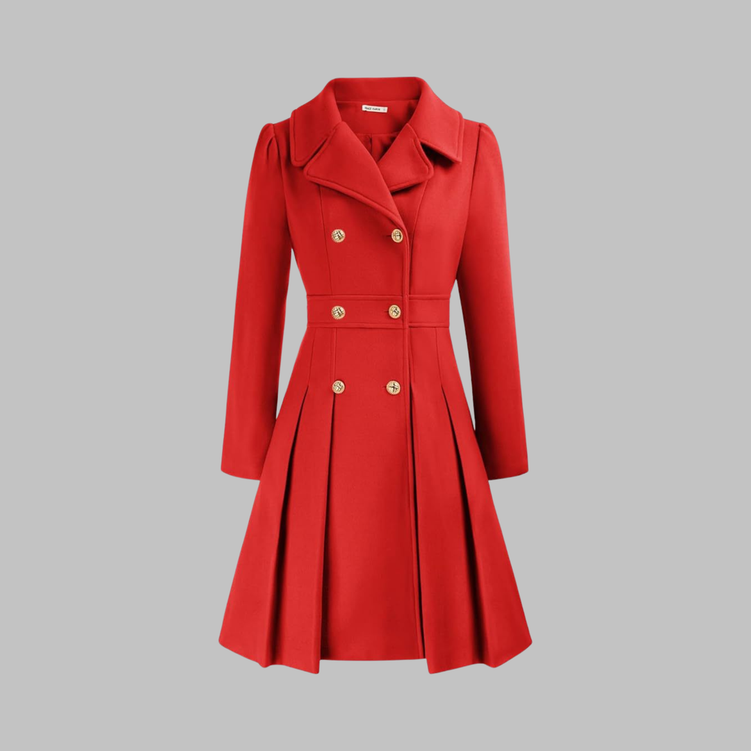 Damen Eleganter Trenchcoat im klassischen Stil in Rot