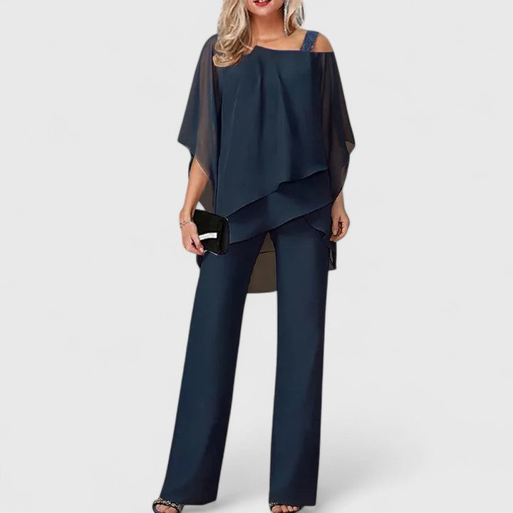 Damen Eleganter Zweiteiler mit Tailored-Fit in Dunkelblau