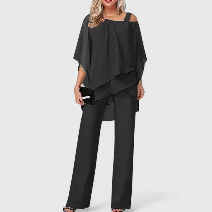 Damen Eleganter Zweiteiler mit Tailored-Fit in Schwarz
