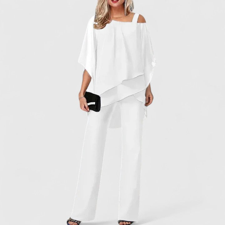 Damen Eleganter Zweiteiler mit Tailored-Fit in Weiß